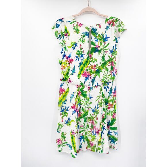 ROAM Positano White Floral Print Cap Sleeve V-Neck Mini Dress Size M - Picture 4 of 5